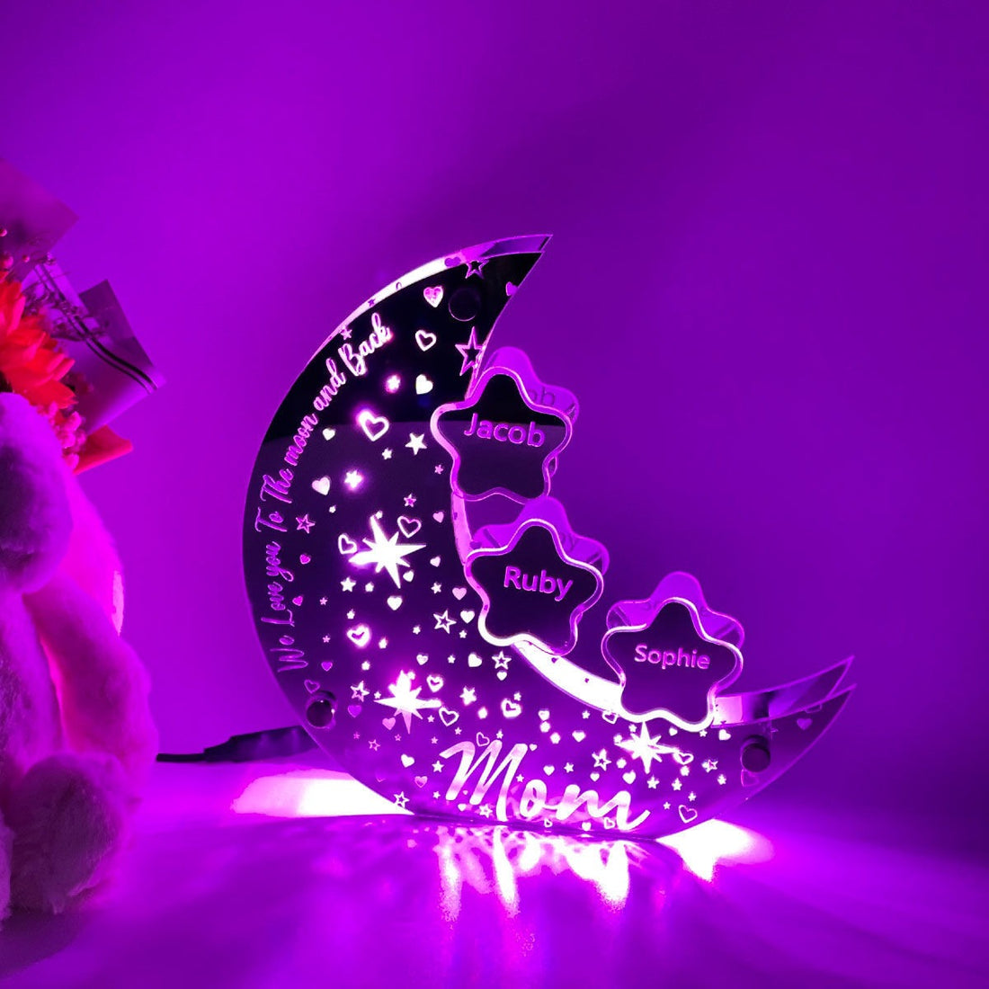 Personalized Celestial Moon Light - Custom Kid Names on The Night Light as Best Personalized Gift for Mother's Day, Family or Friends