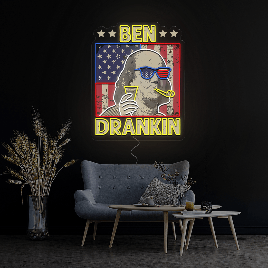 Ben Drankin 4th Of July Artwork Neon Sign