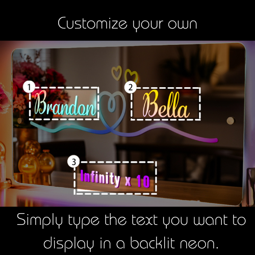 Custom Engraved Mirror Light Pixel Style neon sign