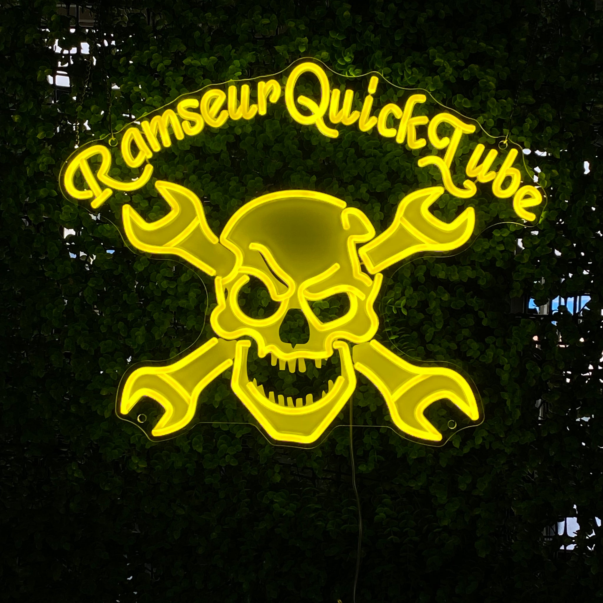 Custom Skull & Wrench LED Neon Sign for Auto Shop/Garage Business Decor