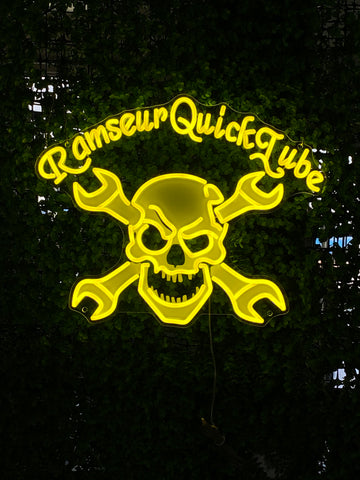Custom Skull & Wrench LED Neon Sign for Auto Shop/Garage Business Decor