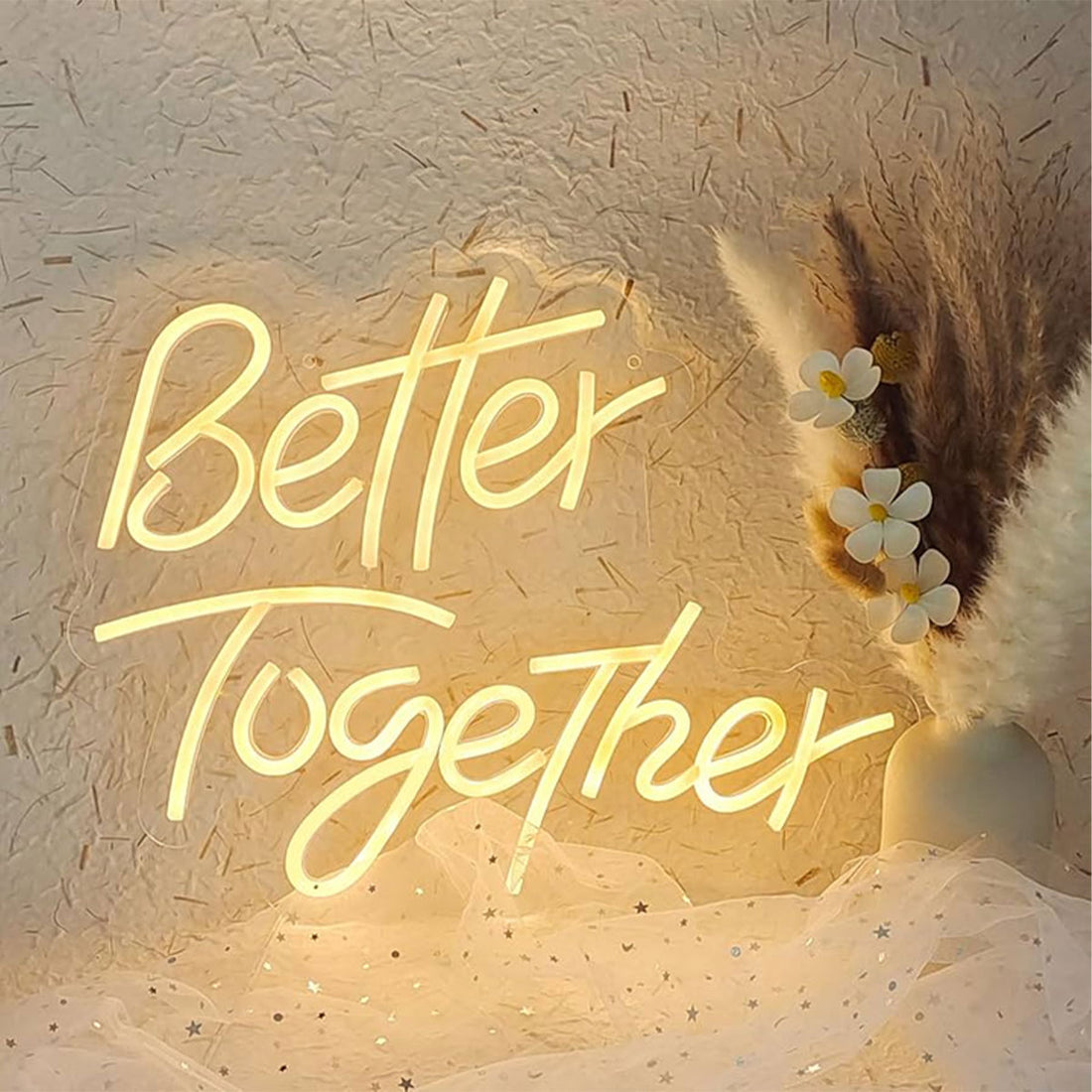 Better Together Neon Sign LED Light – Romantic Wedding Wall Decor, Custom Couple Name Neon Sign for Engagement Party, Anniversary, Bedroom Backdrop