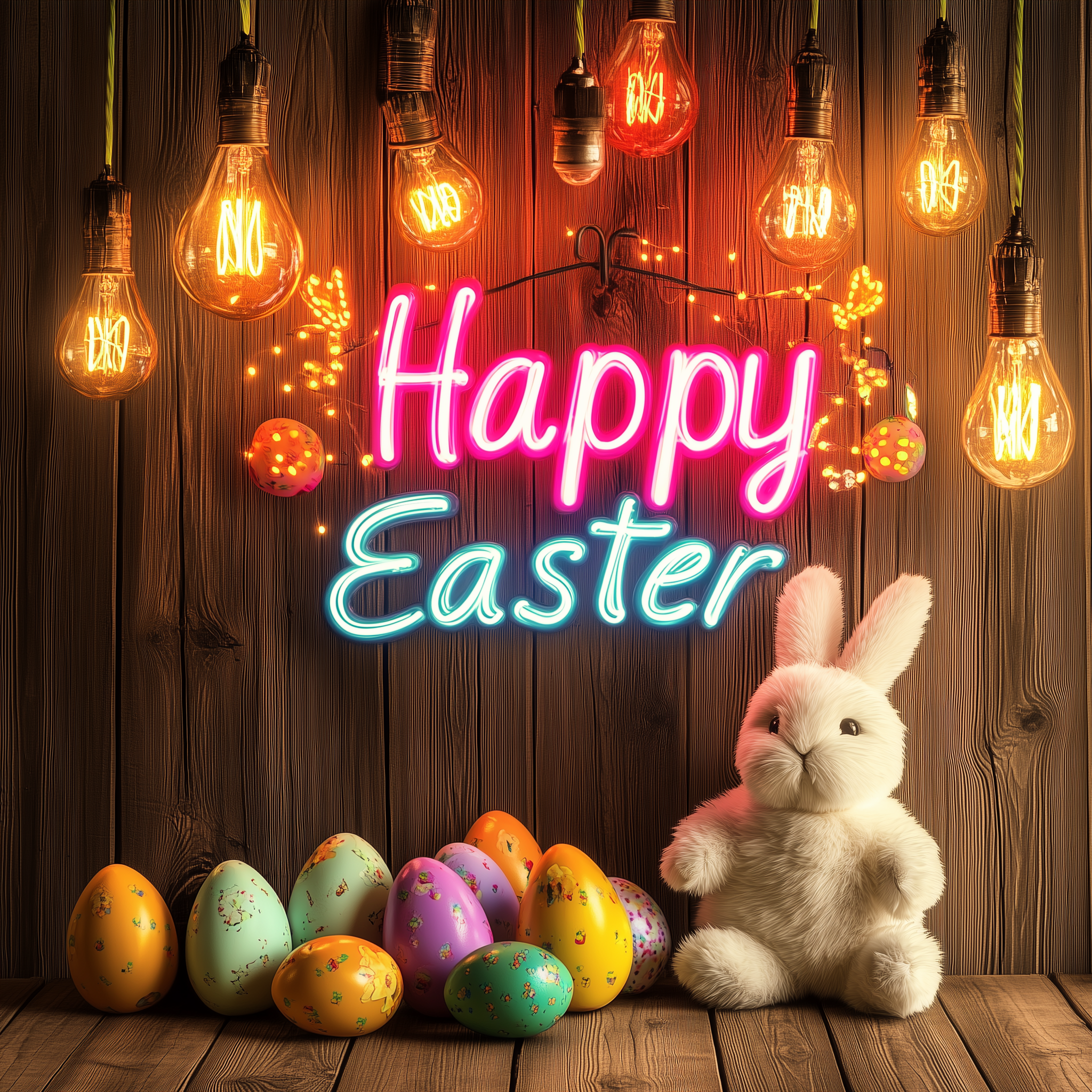 Happy Easter Neon Sign LED Easter YardSign Easter Sign for wall DecorDimmable Easter Hanging Sign forSpring Easter party