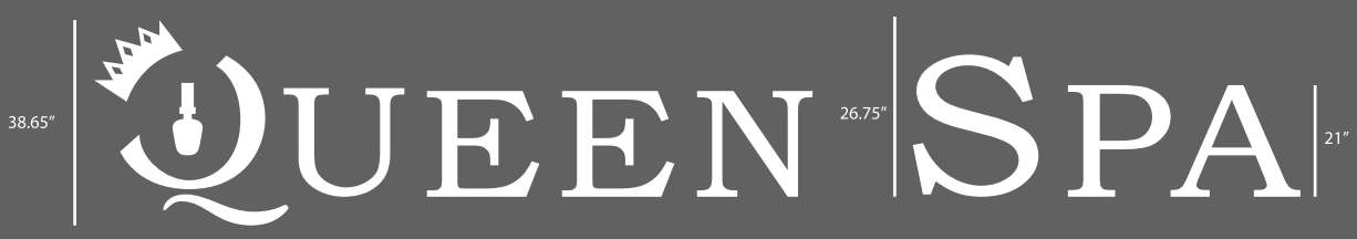 reverse channel letters sign "QUEEN SPA"