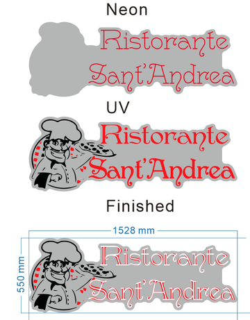 pizza neon sign UV printed