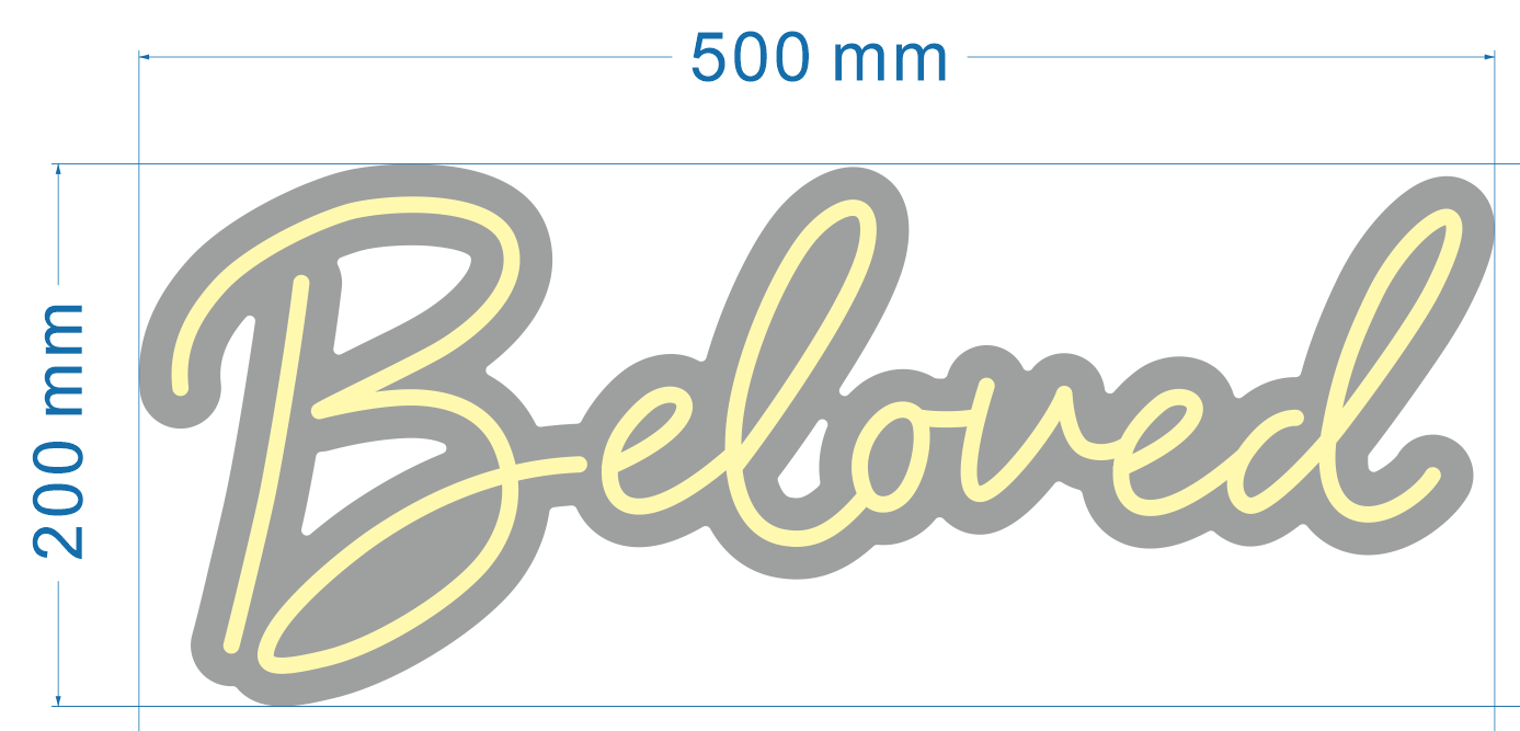 Beloved neon sign warm white 500*200mm tax included to USA